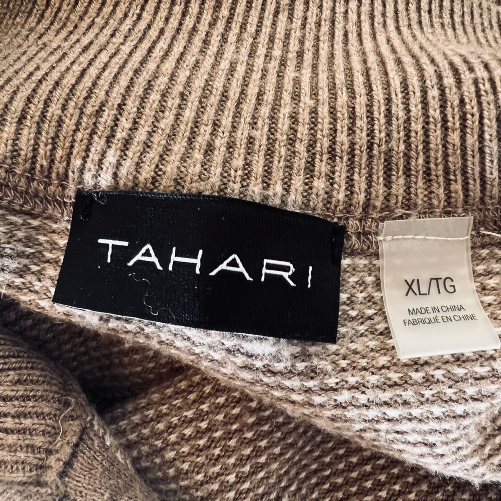 Tahari Men's Zip Up Brown Sweater - Picture 4 of 4